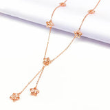 14K Rose Plated Tassel Flower Chain Necklace Wedding Jewelry