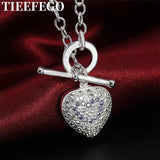 925 Silver Purple Zircon Crystal Pendant Necklace Ladies Necklace Charm Jewelry