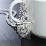 925 Silver Purple Zircon Crystal Pendant Necklace Ladies Necklace Charm Jewelry