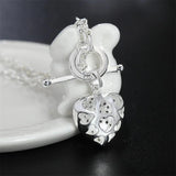 925 Silver Purple Zircon Crystal Pendant Necklace Ladies Necklace Charm Jewelry