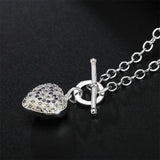 925 Silver Purple Zircon Crystal Pendant Necklace Ladies Necklace Charm Jewelry