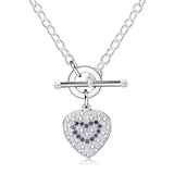 925 Silver Purple Zircon Crystal Pendant Necklace Ladies Necklace Charm Jewelry