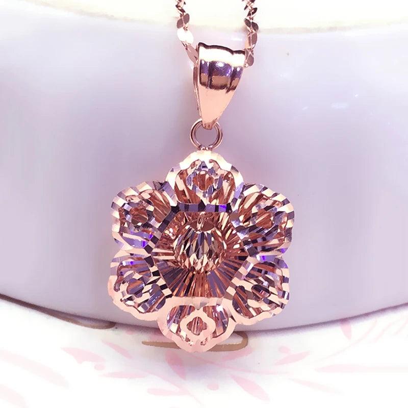 Purple Flower Necklace 14k Rose Ball Bead Pendant Wedding Jewelry