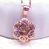 Purple Flower Necklace 14k Rose Ball Bead Pendant Wedding Jewelry