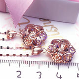 Purple Flower Necklace 14k Rose Ball Bead Pendant Wedding Jewelry