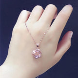 Purple Flower Necklace 14k Rose Ball Bead Pendant Wedding Jewelry