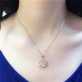 Purple Flower Necklace 14k Rose Ball Bead Pendant Wedding Jewelry