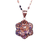 Purple Flower Necklace 14k Rose Ball Bead Pendant Wedding Jewelry