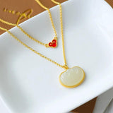 Natural Hetian Jade Auspicious Cloud Pendant Silver Charm Jewelry