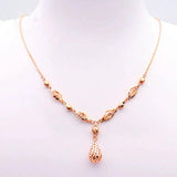 Purple Chains Necklace 14K Rose Water Drop Pendant