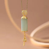 Silver Inlaid Hetian Chalcedony Pendant Necklace