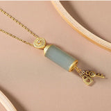 Silver Inlaid Hetian Chalcedony Pendant Necklace