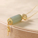 Silver Inlaid Hetian Chalcedony Pendant Necklace