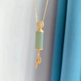 Silver Inlaid Hetian Chalcedony Pendant Necklace
