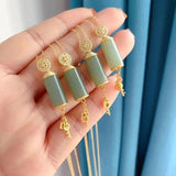 Silver Inlaid Hetian Chalcedony Pendant Necklace