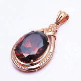 Purple Inlaid Oval Ruby Necklace 14K Rose Plated Wedding Party Jewelry