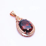 Purple Inlaid Oval Ruby Necklace 14K Rose Plated Wedding Party Jewelry