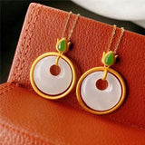 Ancient Craft Hetian Jade Necklace Pendant Chinese Style Women's Jewelry