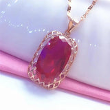 Purple Plated 14K Rose Ruby Pendant Necklace for Ladies
