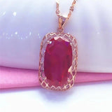 Purple Plated 14K Rose Ruby Pendant Necklace for Ladies