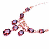 Ruby Pendant Necklace 14K Rose Plated Wedding
