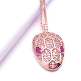 Purple Ruby Crystal Pendant & 14K Rose Necklace Set