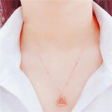 Geometric Rose Gold Necklace for Women, Delicate Openwork Pendant Jewelry