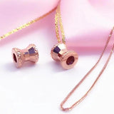 14K Rose Geometric Pendant Necklace - Purple Plated Charm