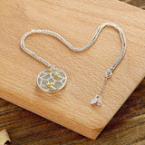 Silver Hetian Jade Plum Blossom Pendant Necklace