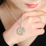 Silver Hetian Jade Plum Blossom Pendant Necklace