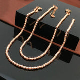 Classic 585 Purple Ladies Bead Chains Necklace 14K Rose Pendant Party Jewelry