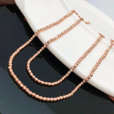 Classic 585 Purple Ladies Bead Chains Necklace 14K Rose Pendant Party Jewelry