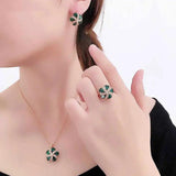 Purple Gemstone Flower Pendant Necklace for Ladies