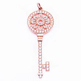 Rose Crystal Flower Key Pendant Necklace for Women