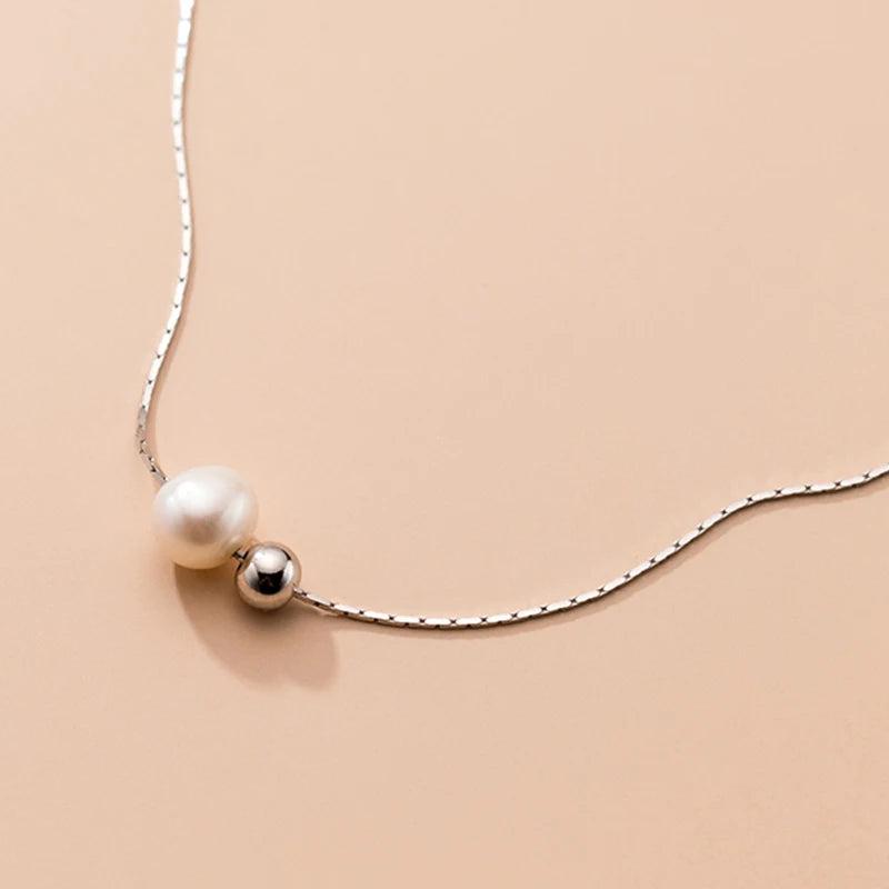 7mm Pearl & Bead Choker Necklace 925 Sterling Silver