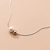 7mm Pearl & Bead Choker Necklace 925 Sterling Silver