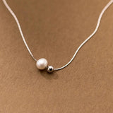 7mm Pearl & Bead Choker Necklace 925 Sterling Silver