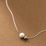 7mm Pearl & Bead Choker Necklace 925 Sterling Silver