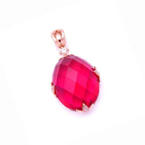 14K Rose Large Oval Ruby Pendant Necklace Crystal Wedding Jewelry