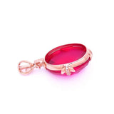 14K Rose Large Oval Ruby Pendant Necklace Crystal Wedding Jewelry