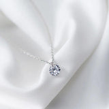 Round Circle Rhinestone Pendant 925 Sterling Silver Chokers Necklace