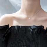 Round Circle Rhinestone Pendant 925 Sterling Silver Chokers Necklace