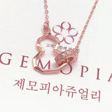 Purple Gourd Necklace 14K Rose Inlaid Crystal Chinese Light Jewelry