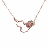 Purple Gourd Necklace 14K Rose Inlaid Crystal Chinese Light Jewelry