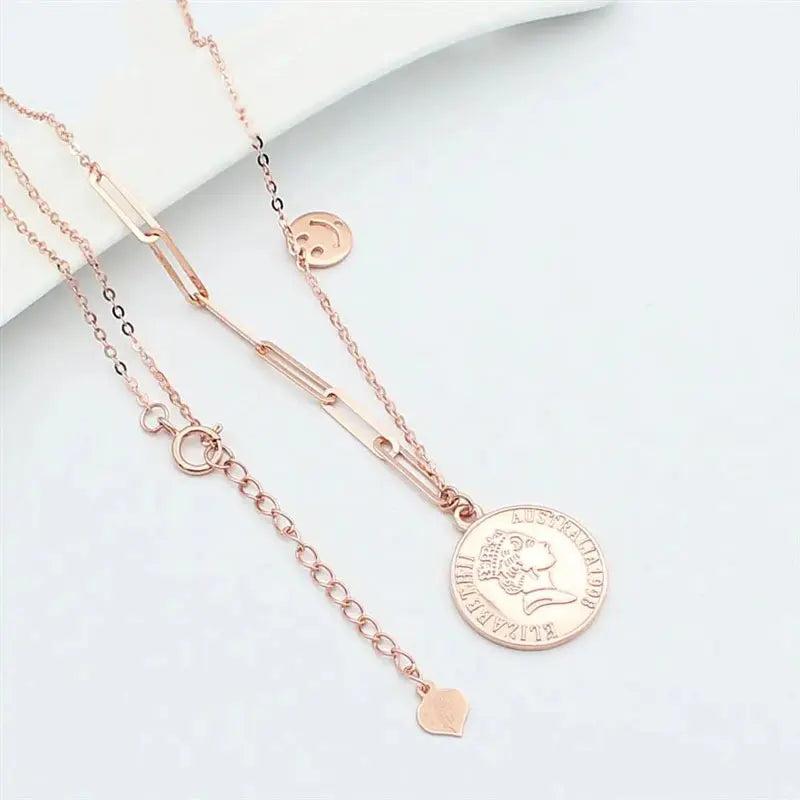 Purple Glossy Round Pendant 14K Rose Irregular Charm Necklace