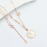 Purple Glossy Round Pendant 14K Rose Irregular Charm Necklace