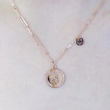 Purple Glossy Round Pendant 14K Rose Irregular Charm Necklace