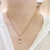 14K Rose Gold Plated Chinese Abacus Necklace for Women Retro Pendant