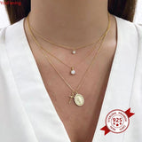 925 Silver Crystal Star Pendant Clavicle Chain Party Jewelry