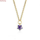 925 Silver Crystal Star Pendant Clavicle Chain Party Jewelry